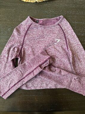 Gymshark Marled Plum Seamless Long Sleeve Crop Top